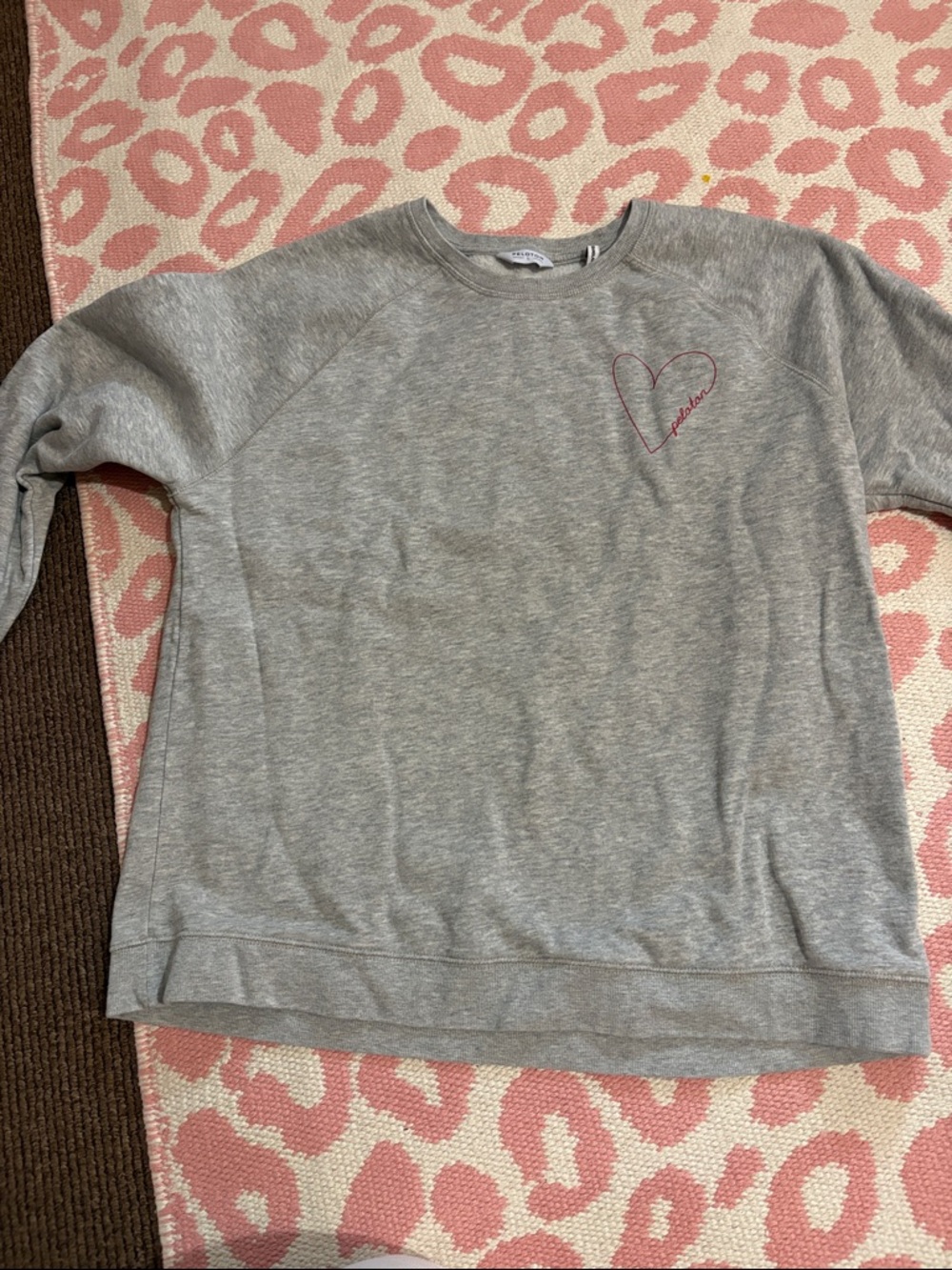 Peloton Gray Crewneck Sweatshirt with Small Heart Detail
